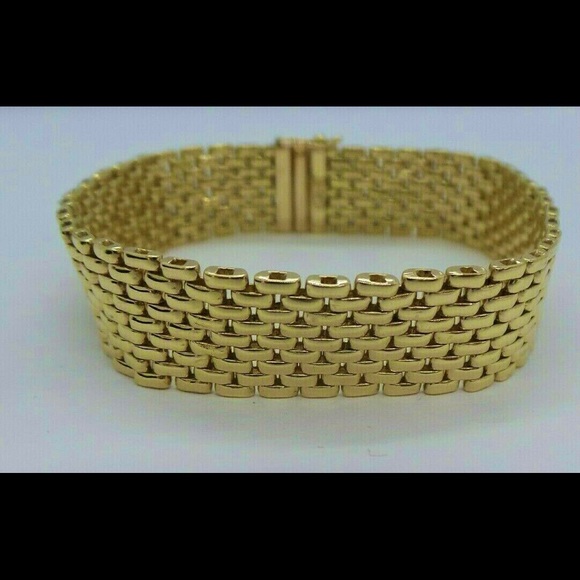 18K YELLOW GOLD LINK STAMPED BRACELET RARE - Picture 4 of 10